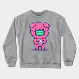 Cute Pig Wearing Mask Holding Sanitizer Crewneck Sweatshirt